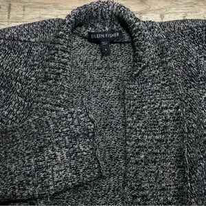 Eileen Fisher‎ Open Cardigan Marbled Gray Linen Wool Blend Womens Small EUC
